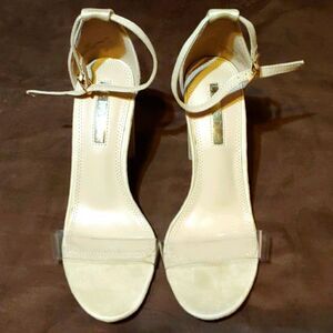Liliana clear, and faux suede heeled sandal